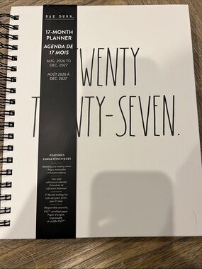 Rae Dunn White and Black Spiral 17-Month Planner